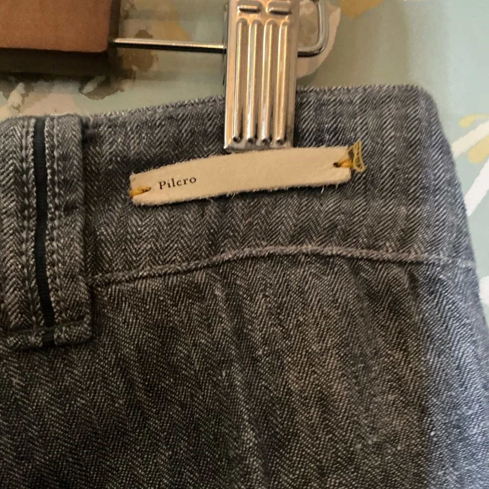 Pilcro Wide Leg Linen-Blend Pants in Heathered Blue - Picture 5 of 6